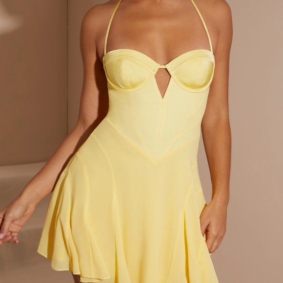 Oh Polly Sunny Yellow Halter Mini Dress - Picture 2 of 6